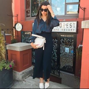 Zara navy high waisted culotte pants